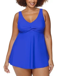 Trendy Plus Size Lucia Tummy-Control Blue 14W Raisins Curve Swimwear - Picture 1 of 1