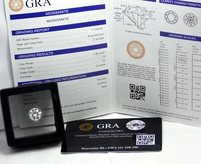 GRA Certified Moissanite Round Cut White D VVS1 Loose Gemstone 7.50 mm 1.46 Ct - Image 1 of 4