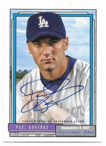 2022 Topps Archives 1992 MLB debut auto Paul Konerko (#72DB-PK) Dodgers - Imagen 1 de 2