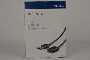 Used| Insignia | USB 2.0 | A-Male-to-A-Female 12ft Extension Cable | Black - Picture 1 of 3