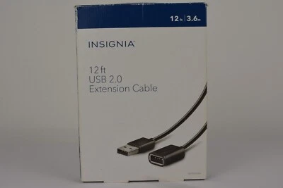 Used| Insignia | USB 2.0 | A-Male-to-A-Female 12ft Extension Cable | Black - Image 1 of 3