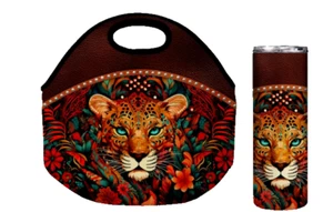 Cheetah Stainless Steel Tumbler and Matching Lunch Tote Handmade (#2) - Picture 1 of 1