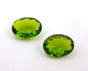 15X20 MM Lab Created Peridot Oval Cut Lot Loose Gemstone 28 Cts 2 Pcs P-418 - Picture 1 of 3