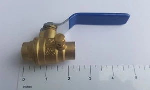 10 PIECES 1/2" SWEAT BALL VALVE WITH DRAIN AND CAP, LEAD FREE BRASS, 600 WOG - Picture 1 of 4