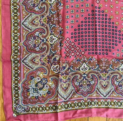 Talbots paisley scarf pink blue large 34 " square made India NEW with TAGS B - Image 1 of 4