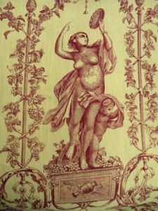 Schumacher La Liberte Americaine French Toile Linen Fabric Red Gold Vintage BTY - Picture 1 of 9