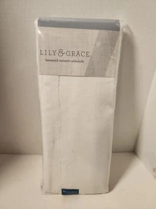 Mantel de corte Lily & Grace dobladillo 60x102 blanco oblongo minimalista nuevo - Imagen 1 de 4