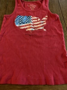 Girls Red American Flag Faded Glory Shirt Sleeveless Size Medium 7–8 Cute! - Picture 1 of 4