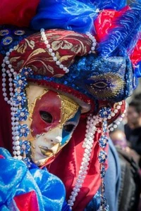 MASK *FRIDGE MAGNET* DRAMA CARNIVAL PARADE MARDI GRAS FESTIVAL COSTUME COLORFUL - Picture 1 of 2
