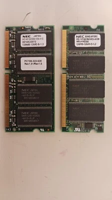 QTY 2 - NEC 128MB SDRAM MEMORY RAM PC100 SODIMM 144-PIN 100MHZ - Image 1 of 2