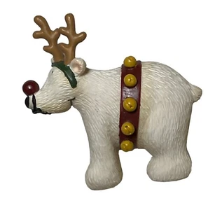 Polar Bear with Reindeer Antlers Lapel Pin - Picture 1 of 8