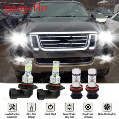Kits combinados de 4 faros LED altos/bajos + bombillas antiniebla para Ford Explorer 2011-2015 Foto 1 de 4