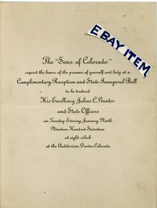 1917 Denver SONS of COLORADO Julius Gunter JUDGE GOVERNOR DEMOCRATIC Inaugural B - Picture 1 of 1