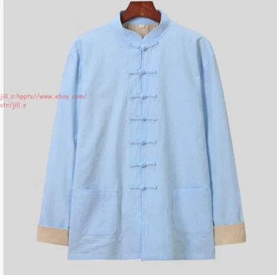 Hombres Algodón Lino Tang Traje Taichi Artes Marciales Wing Chun Chaqueta Abrigos de Kung Fu Foto 1 de 4