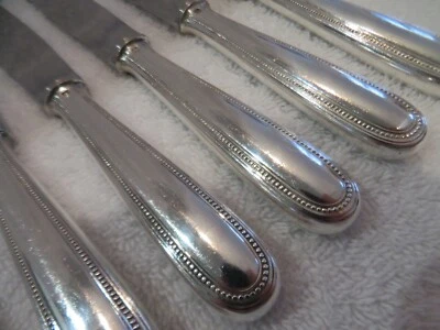 Vintage silver-plated 6 dessert knives Christofle perles pearls 19,6cm - Image 1 of 4