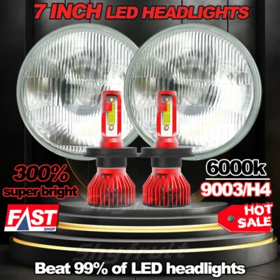 Fit Ford Fairlane Falcon 7"Round Led Headlight Projector Hi-Lo Sealed Beam - Image 1 of 4