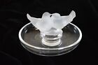 LALIQUE SIGNED CRYSTAL FRANCE FROSTED LOVE BIRDS KISSING RING HOLDER PIN DISH