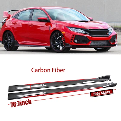 For Honda Insight Red Carbon Fiber 78.7 Side Skirt Extension Spoiler Splitter Foto 1 de 4