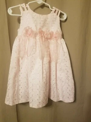 Bonnie Baby - Pink Eyelet Embellished Dress Size 24M       DC16 - Image 1 of 4