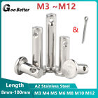 M3-M12 Clevis Pins & Cotter Split Pins A2 acier inoxydable métrique 3/4/5/6/8/10 mm