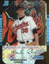 2005 Bowman Chrome Draft X-Fractors Baseball Card #48 Brandon Erbe FY /250