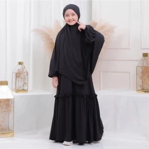 Kids or Children or Girls Abaya or Burqa with Khima All Color Crape Firdous - Picture 1 of 15