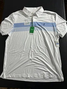 Polo de golf Izod blanco brillante con rayas talla XL NUEVO - Imagen 1 de 8