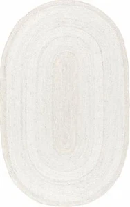 Oval Rug Natural Jute Reversible Beautiful Braid Shaped Rug Hand Woven Area - Picture 1 of 8