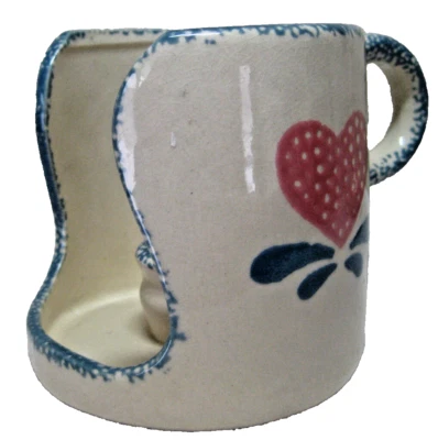 Lámpara de cámara de cerámica HERITAGE candelabro cerámica estilo país corazón azul rojo Foto 1 de 4