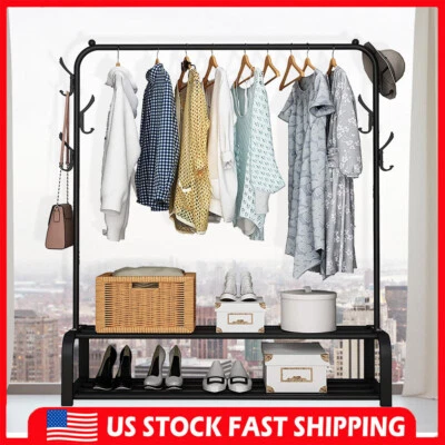 Heavy Duty Closet Organizer Metal Garment Rack Clothes Hanger Storage Shoes USA - Image 1 of 4