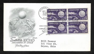 #1173 4c Communications for Peace -Echo Satellite- Artmaster FDCB4 - Image 1 of 2