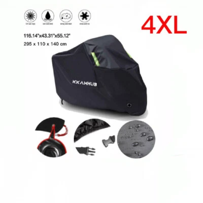 4XL Heavy Duty Bike Cover with Green Reflective Trim All-Weather Protection Foto 1 de 4
