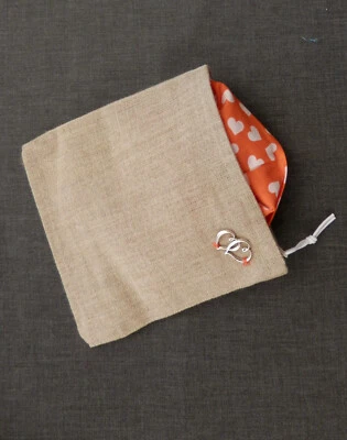 GELDSACK B GELDBEUTELHERZ ORANGE  Upcycling HANDY TASCHE DEUTSCHE BUNDESBANK - Bild 1 von 2