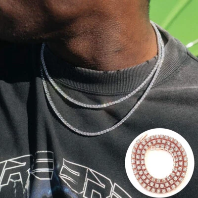 5 Mm Labordiamant-Tenniskette Schlüsselbeinkette Aus Silbernem Edelstahl / - Bild 1 von 4