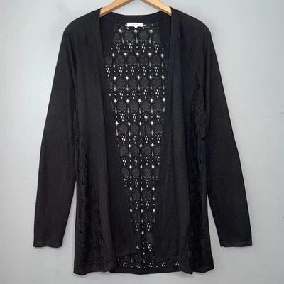 Cárdigan Maurices Mujer Talla Mediana Negro Suéter Punto Pointelle Oscuro Romántico Foto 1 de 4