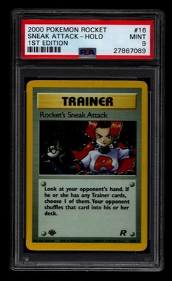 PSA 9 Rocket's Sneak Attack 16/82 1st Edition - Team Rocket Holo - Image 1 of 2