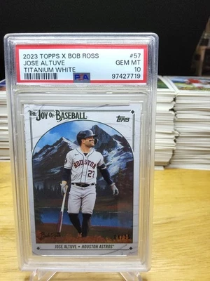 2023 Topps Bob Ross Joy of Baseball Jose Altuve Titanium White /35 PSA 10 - Image 1 of 2