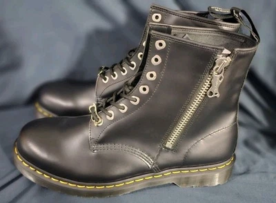 Dr Martens 1460 Zip Black Smooth Leather Boots Mens Size 13 New No Box Defects - Image 1 of 4
