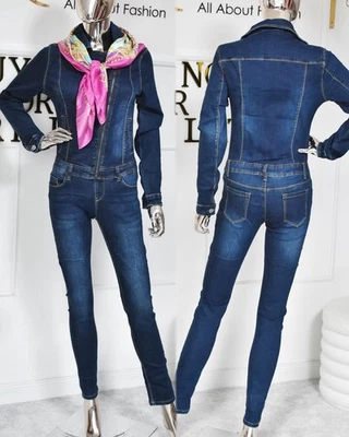 Damen Jeans Overall mit Skinny Bein und Push Up Efekt. Denim Einteiler Gr. S - Bild 1 von 4