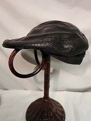 Motocicletas masculinas vintage Harley Davidson Newsboy Cabbie couro preto  - Imagem 1 de 4