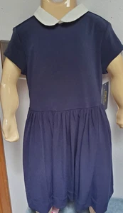 Polo Ralph Lauren Collared Dress Girls' 5 Navy Short Sleeves Back Button Closure - Picture 1 of 6