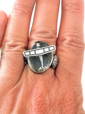 925 Sterling Silver Handmade Airplane Design Ring - Image 1 of 4