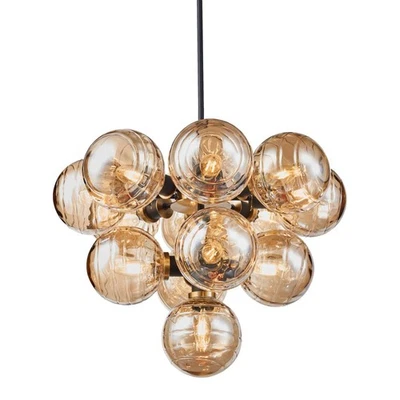 Lámpara de araña Artcraft Lighting AC11872 Gem 30"W - negra/latón cepillado/ámbar Foto 1 de 4