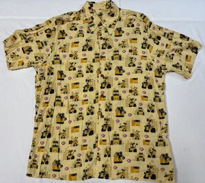Disney Store Wall-E Yellow Button Shirt Mens Small Rayon Japan Exclusive Sz Xl - Picture 1 of 9
