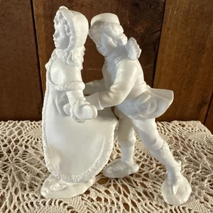 Dept 56 Skaters Waltz Figures~White Porcelain~2 piece~Statue~Christmas - Picture 1 of 12
