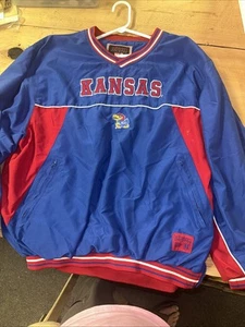 Vintage University of Kansas Pullover Jacket Jayhawks L basketball football - Picture 1 of 6