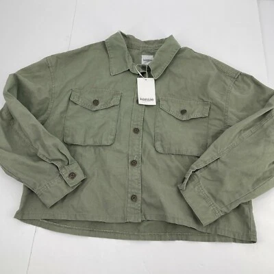 Kensie 女式衬衫大号绿色纽扣前休闲长袖针织学院风新款 — 第 1/4 张图片