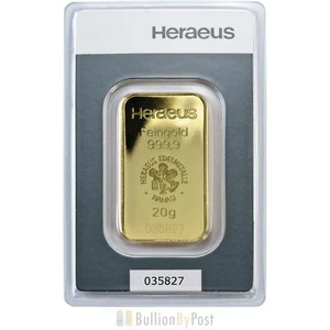 Heraeus 20 Gram Gold Bar - Picture 1 of 2