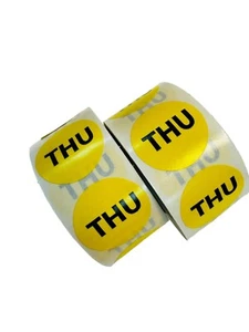 2 Rolls of 500 Small 1" Round Day of the Week Color coded Inventory Labels - Picture 1 of 4