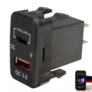 Type-C+ USB Car Charger Adapter Voltmeter For Land Cruiser Hilux Hiace Prado 120 - Picture 1 of 6
